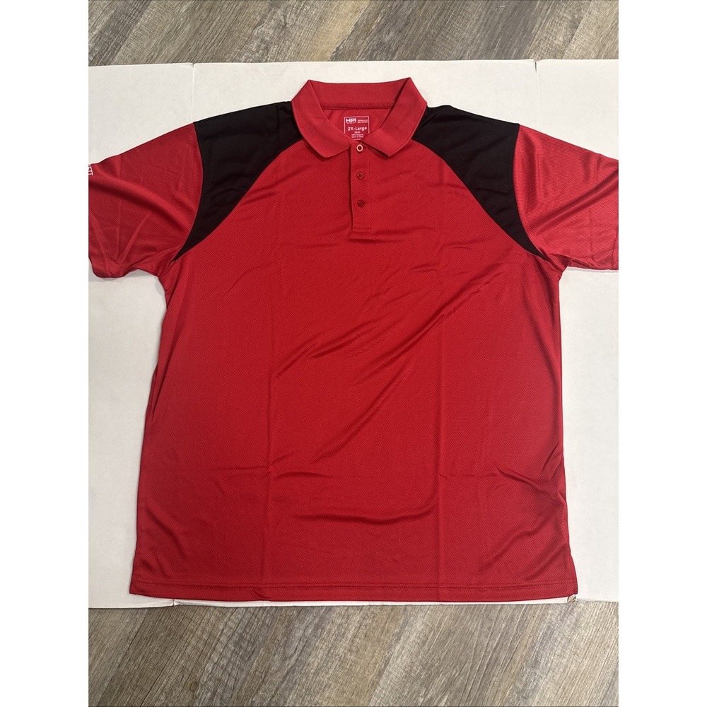 HPI Direct Hibbett Sports Mens 2XL Polo Shirt Red Black Short Sleeve HS-650RD-SM